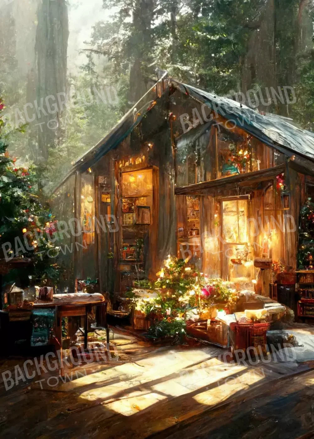 Holiday Cabin Exterior 5’X7’ Ultracloth (60 X 84 Inch) Backdrop