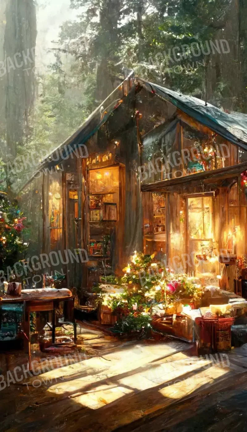 Holiday Cabin Exterior 8’X14’ Ultracloth (96 X 168 Inch) Backdrop