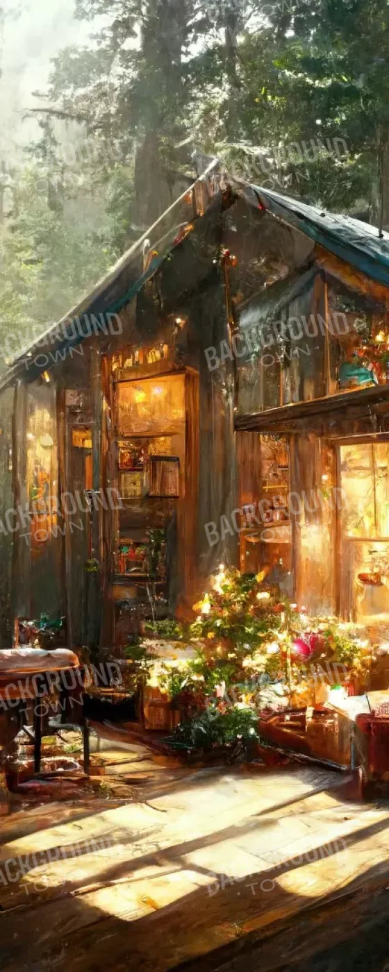 Holiday Cabin Exterior 8’X20’ Ultracloth (96 X 240 Inch) Backdrop