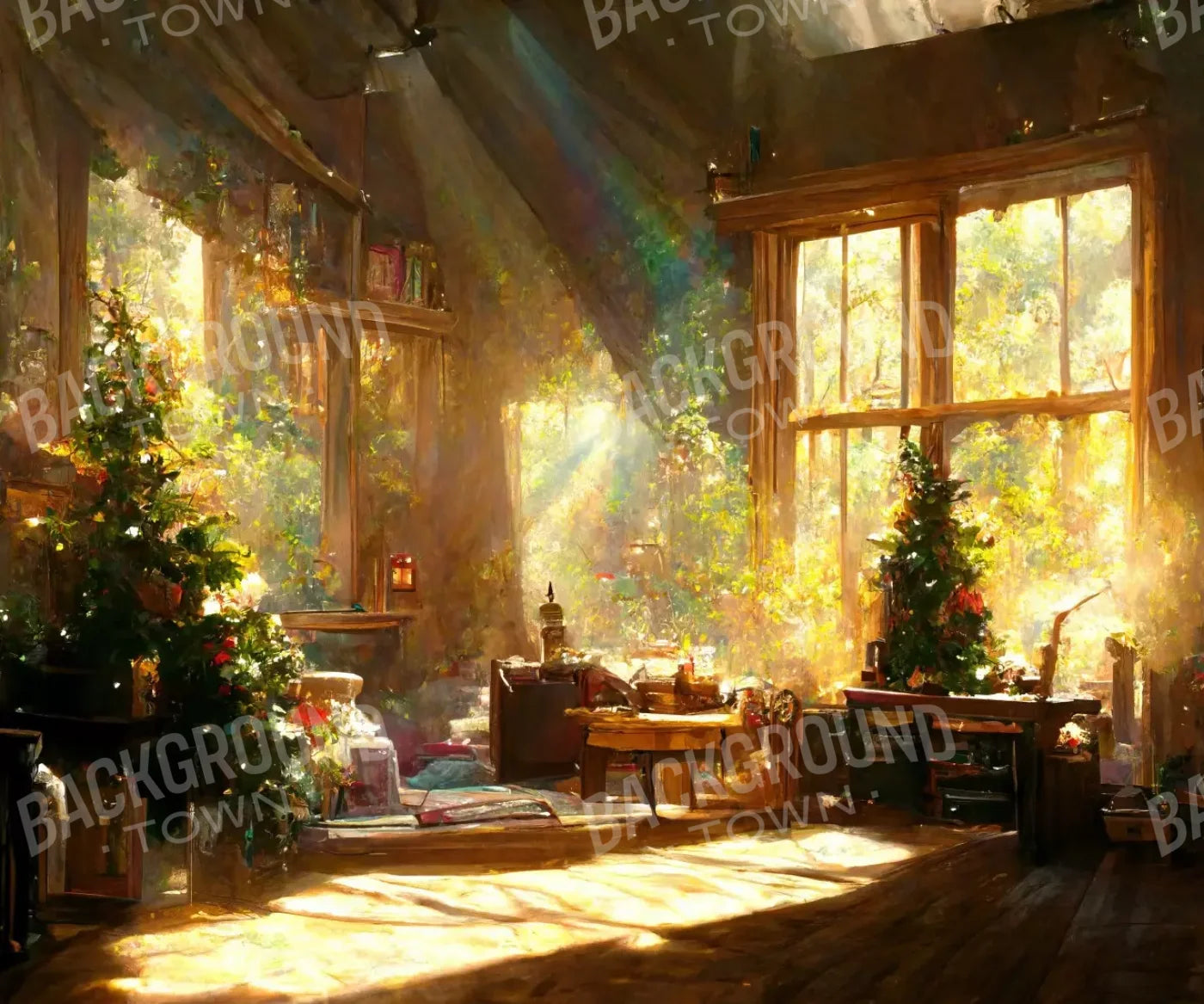 Holiday Cabin Interior 12’X10’ Ultracloth (144 X 120 Inch) Backdrop