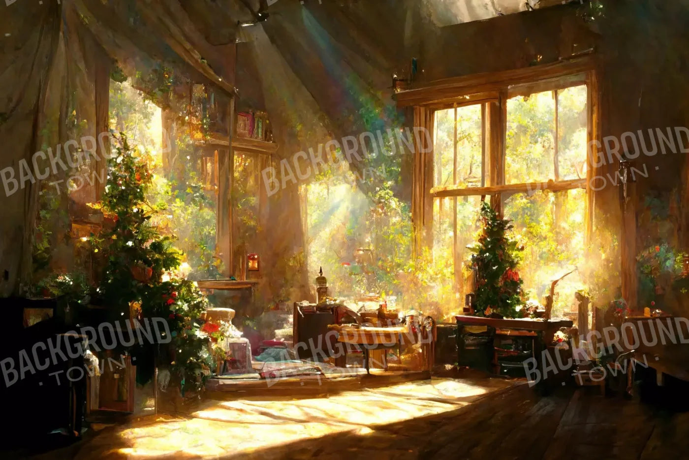 Holiday Cabin Interior 12’X8’ Ultracloth (144 X 96 Inch) Backdrop