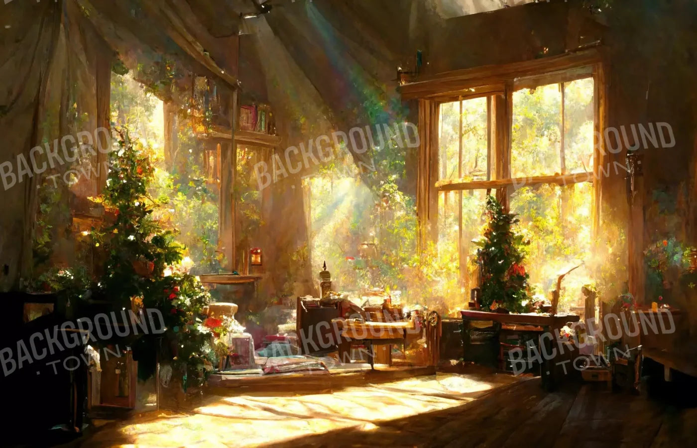 Holiday Cabin Interior 14’X9’ Ultracloth (168 X 108 Inch) Backdrop