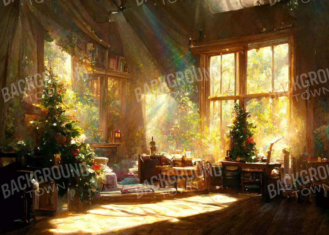 Holiday Cabin Interior 7’X5’ Ultracloth (84 X 60 Inch) Backdrop