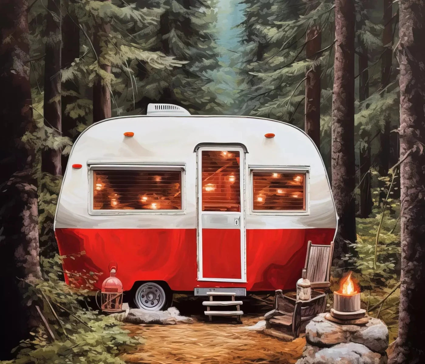 Holiday Camper In Forest 12X10 Ultracloth ( 144 X 120 Inch ) Backdrop