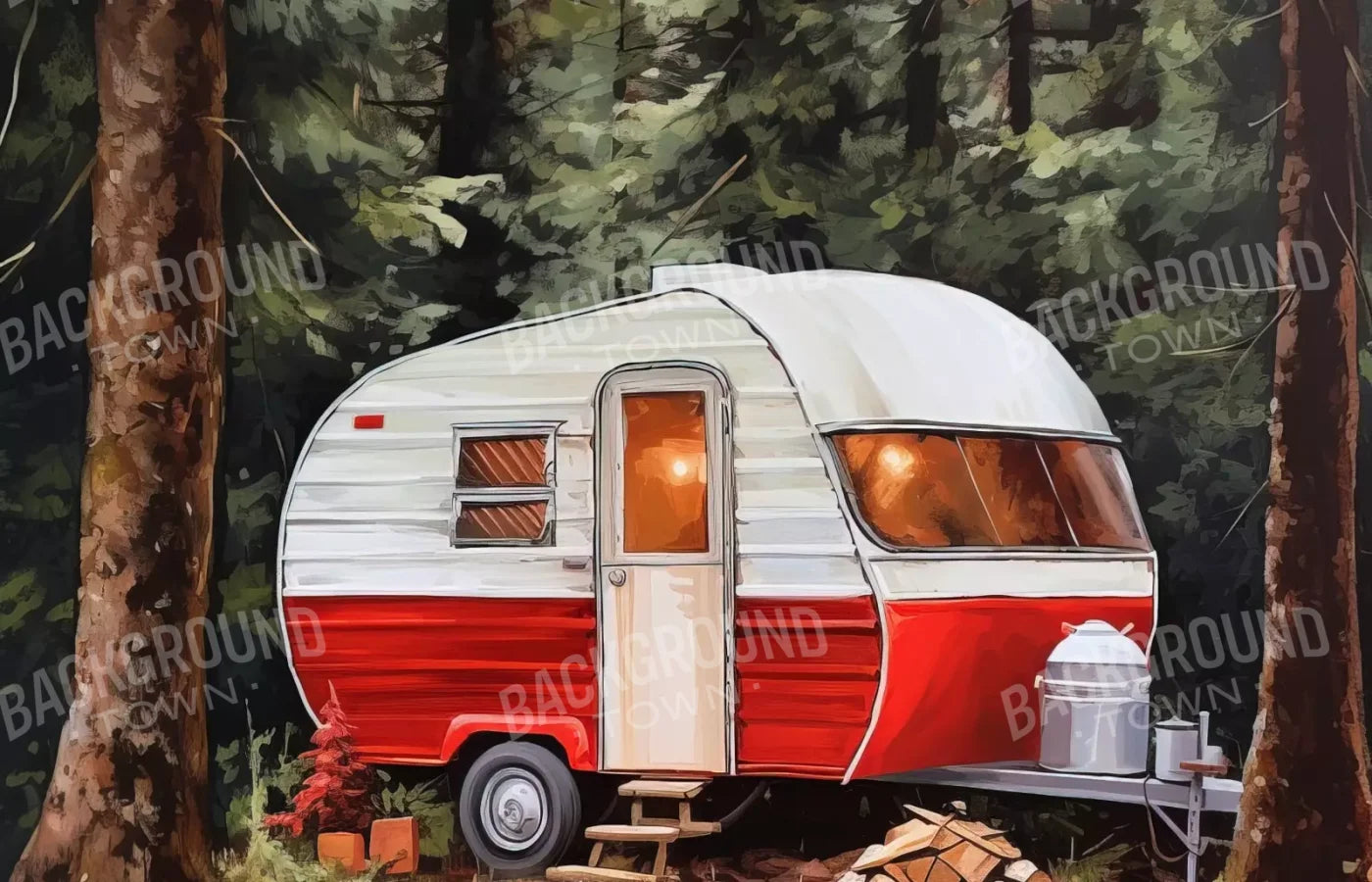 Holiday Camper In Forest Ii 14’X9’ Ultracloth (168 X 108 Inch) Backdrop