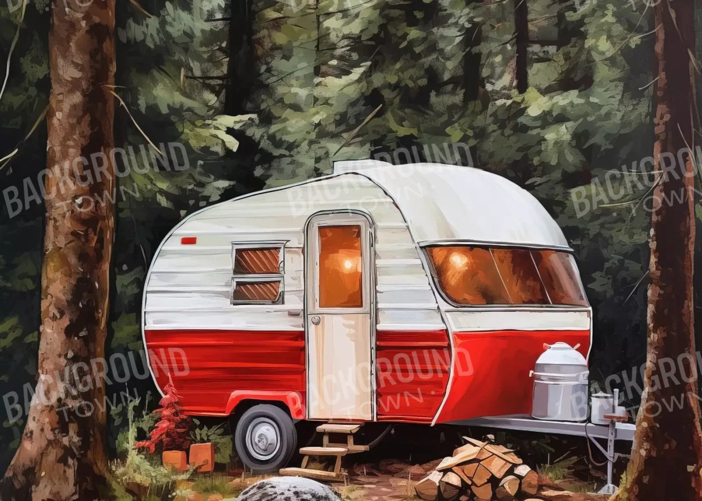 Holiday Camper In Forest Ii 7’X5’ Ultracloth (84 X 60 Inch) Backdrop