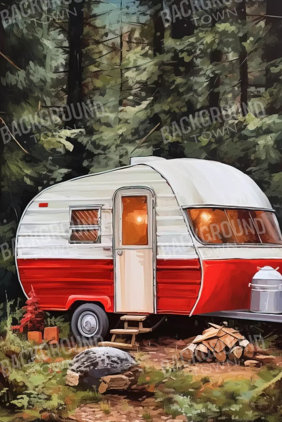 Holiday Camper In Forest Ii 8’X12’ Ultracloth (96 X 144 Inch) Backdrop
