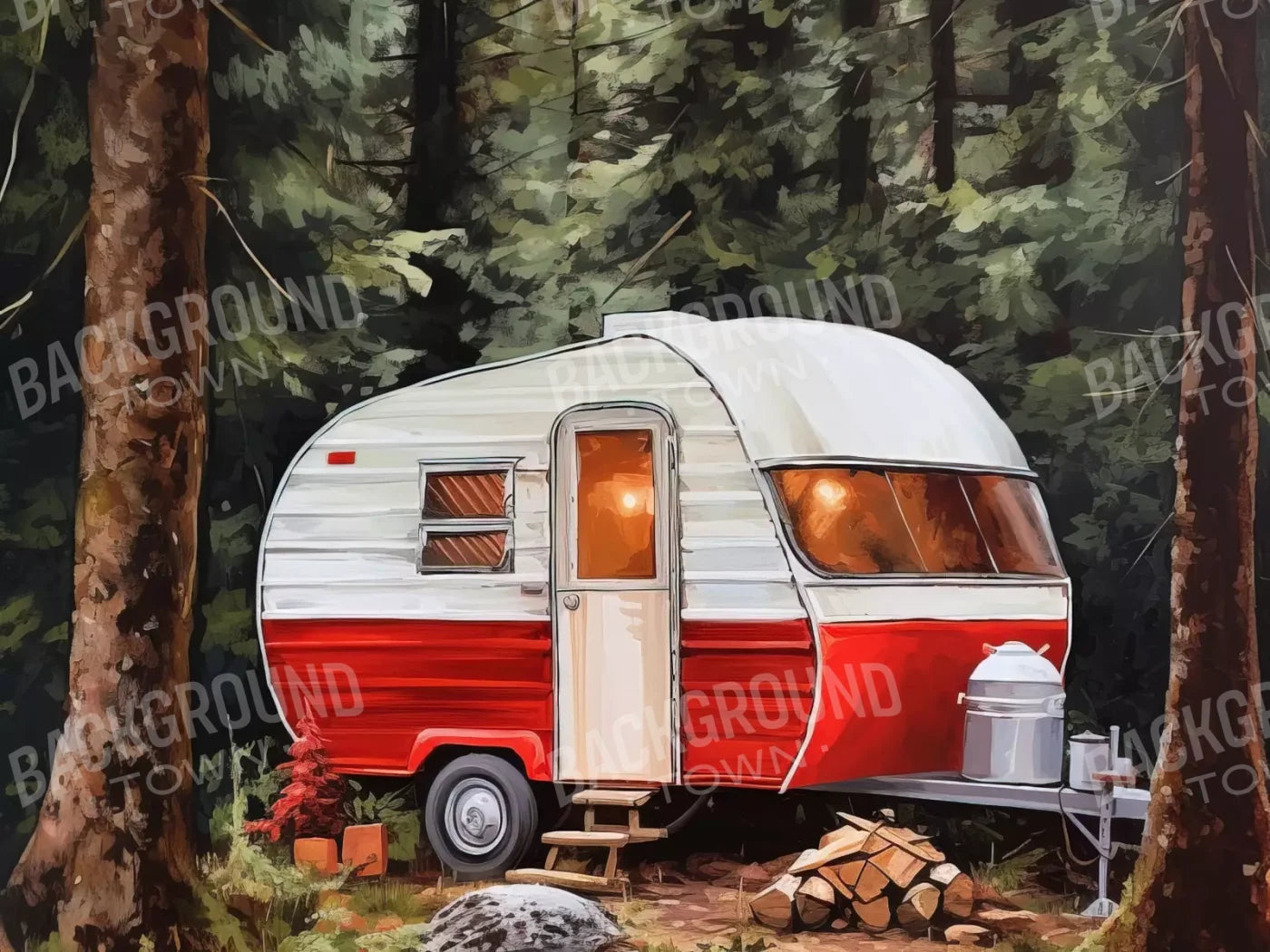 Holiday Camper In Forest Ii 8’X6’ Fleece (96 X 72 Inch) Backdrop