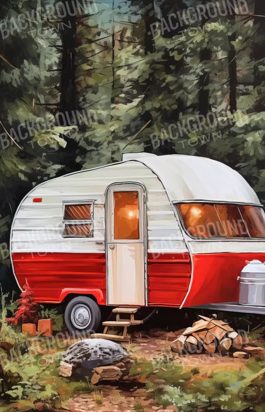 Holiday Camper In Forest Ii 9’X14’ Ultracloth (108 X 168 Inch) Backdrop