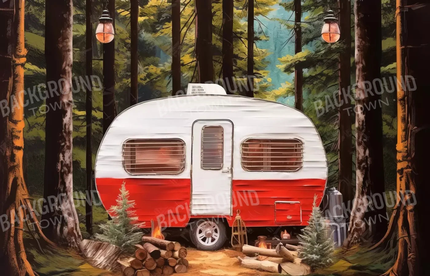 Holiday Camper In Forest Iii 14’X9’ Ultracloth (168 X 108 Inch) Backdrop