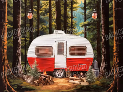 Holiday Camper In Forest Iii 6’8X5’ Fleece (80 X 60 Inch) Backdrop