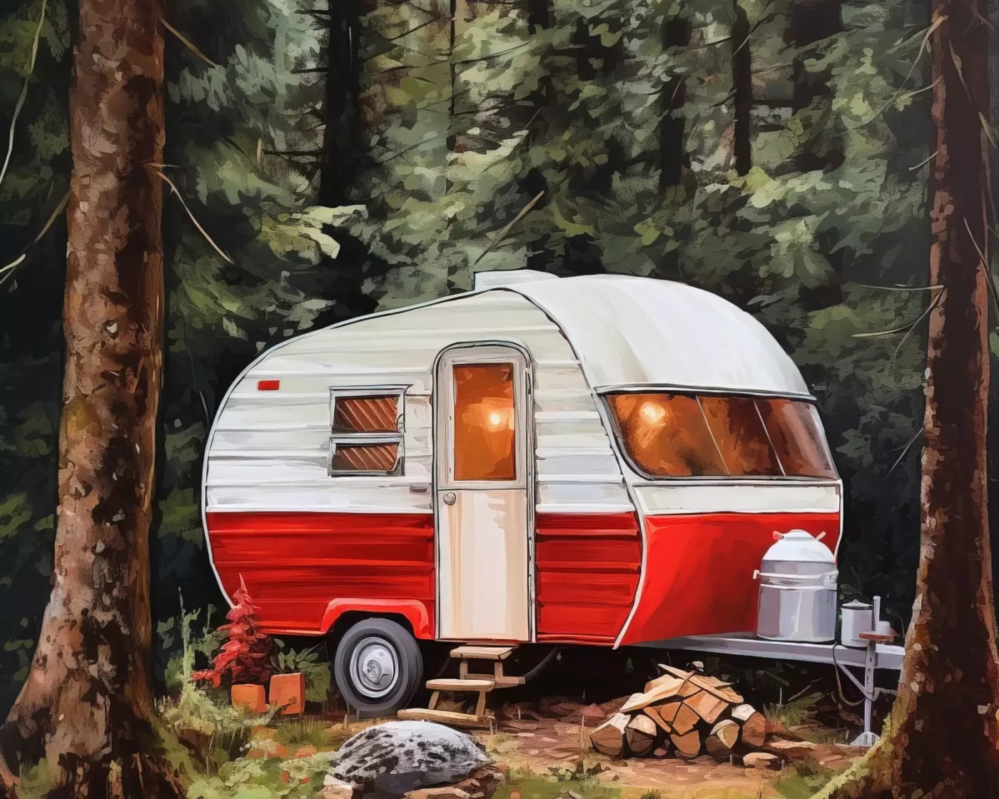 Holiday Camper In Forest Ii 10’X8’ Fleece (120 X 96 Inch) Backdrop