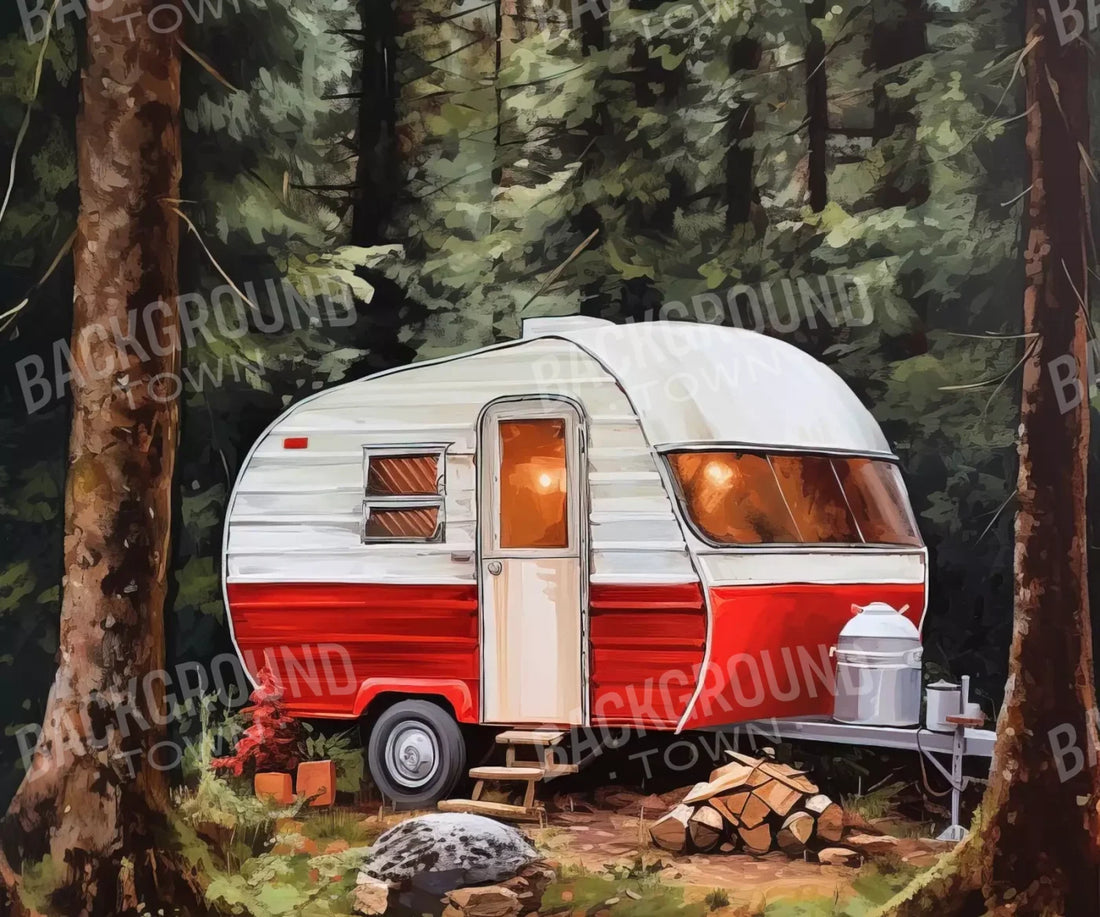 Holiday Camper In Forest Ii 5’X4’2 Fleece (60 X 50 Inch) Backdrop