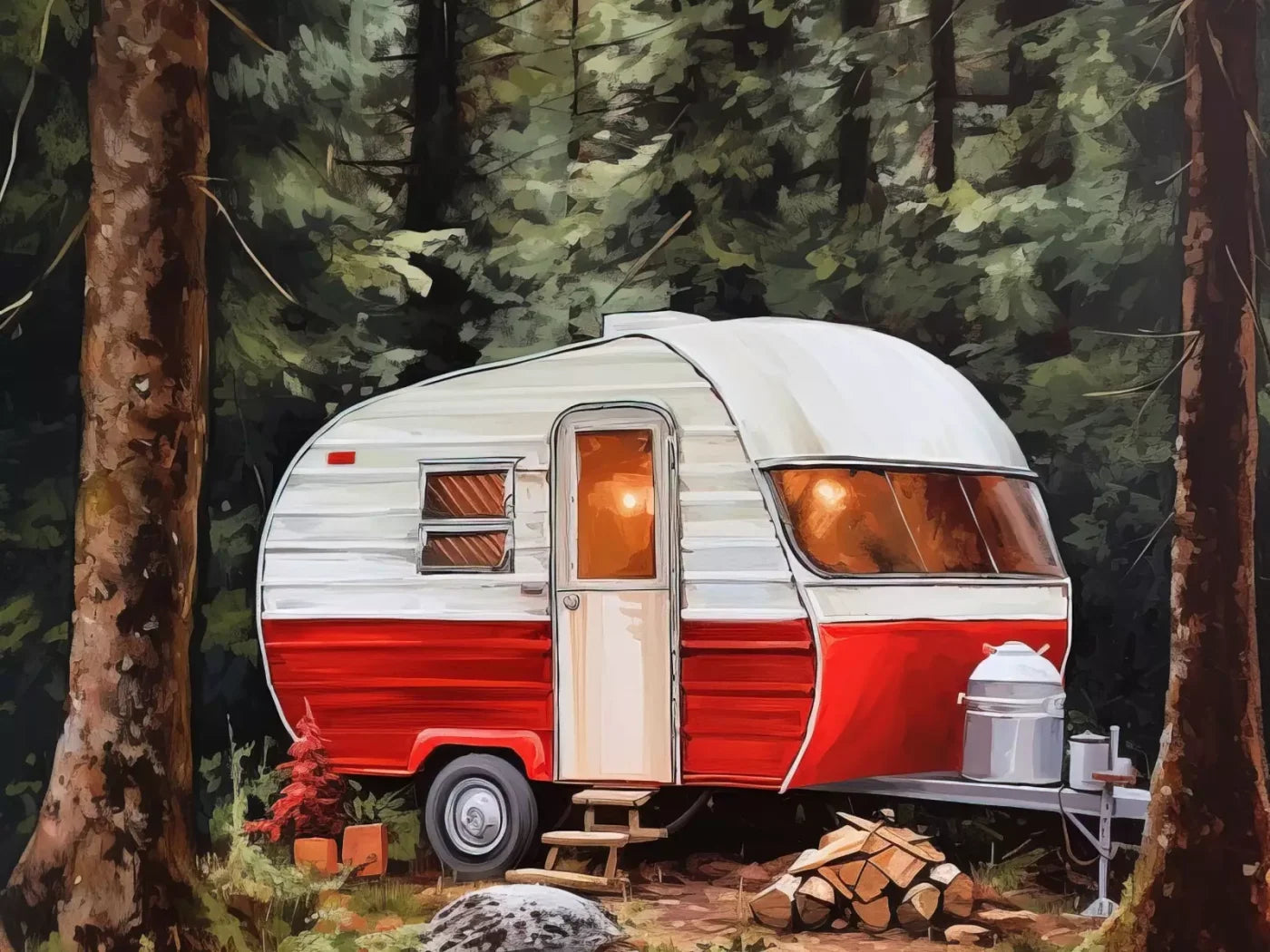 Holiday Camper In Forest Ii 6’8X5’ Fleece (80 X 60 Inch) Backdrop