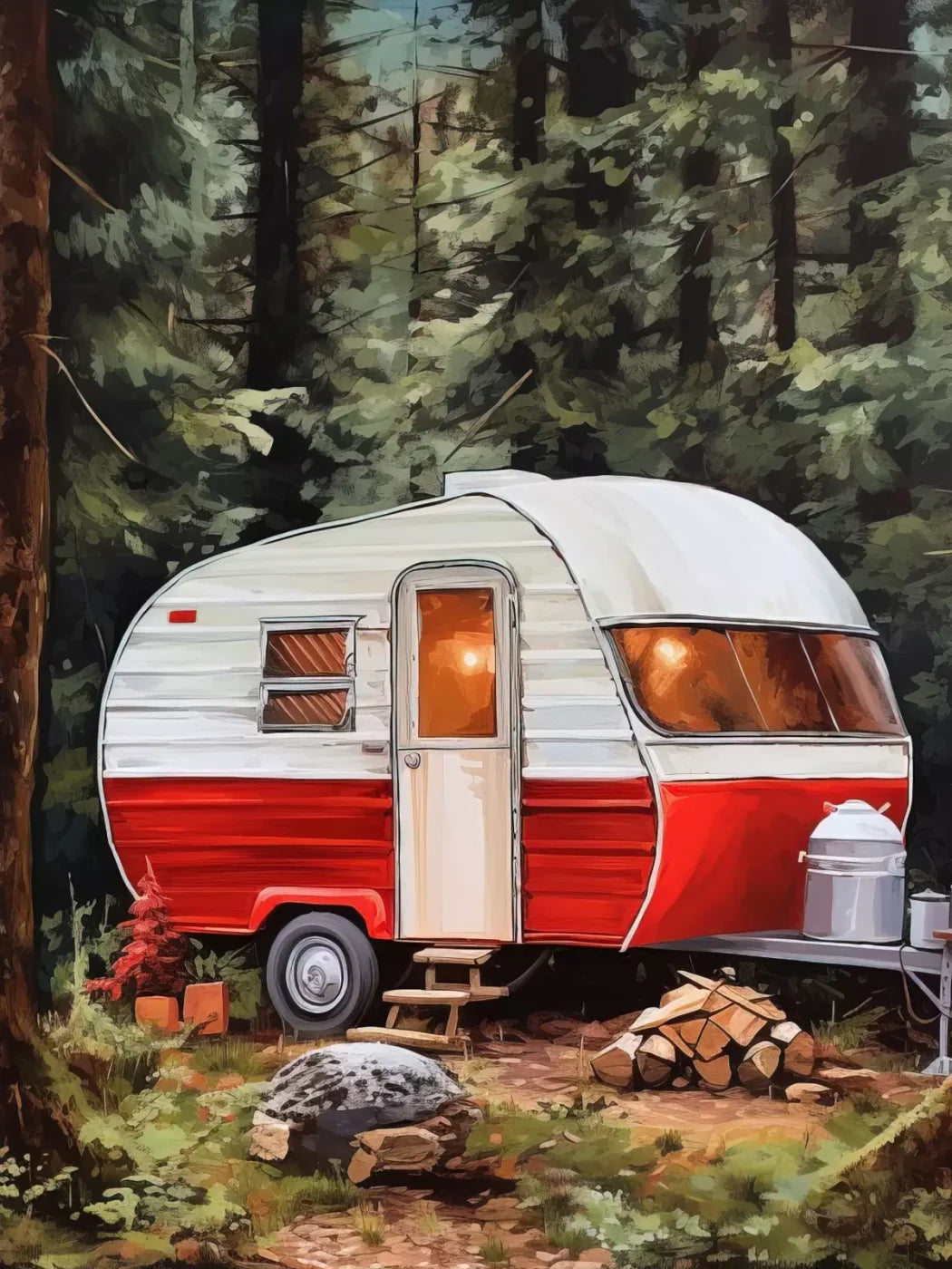 Holiday Camper In Forest Ii 6’X8’ Fleece (72 X 96 Inch) Backdrop