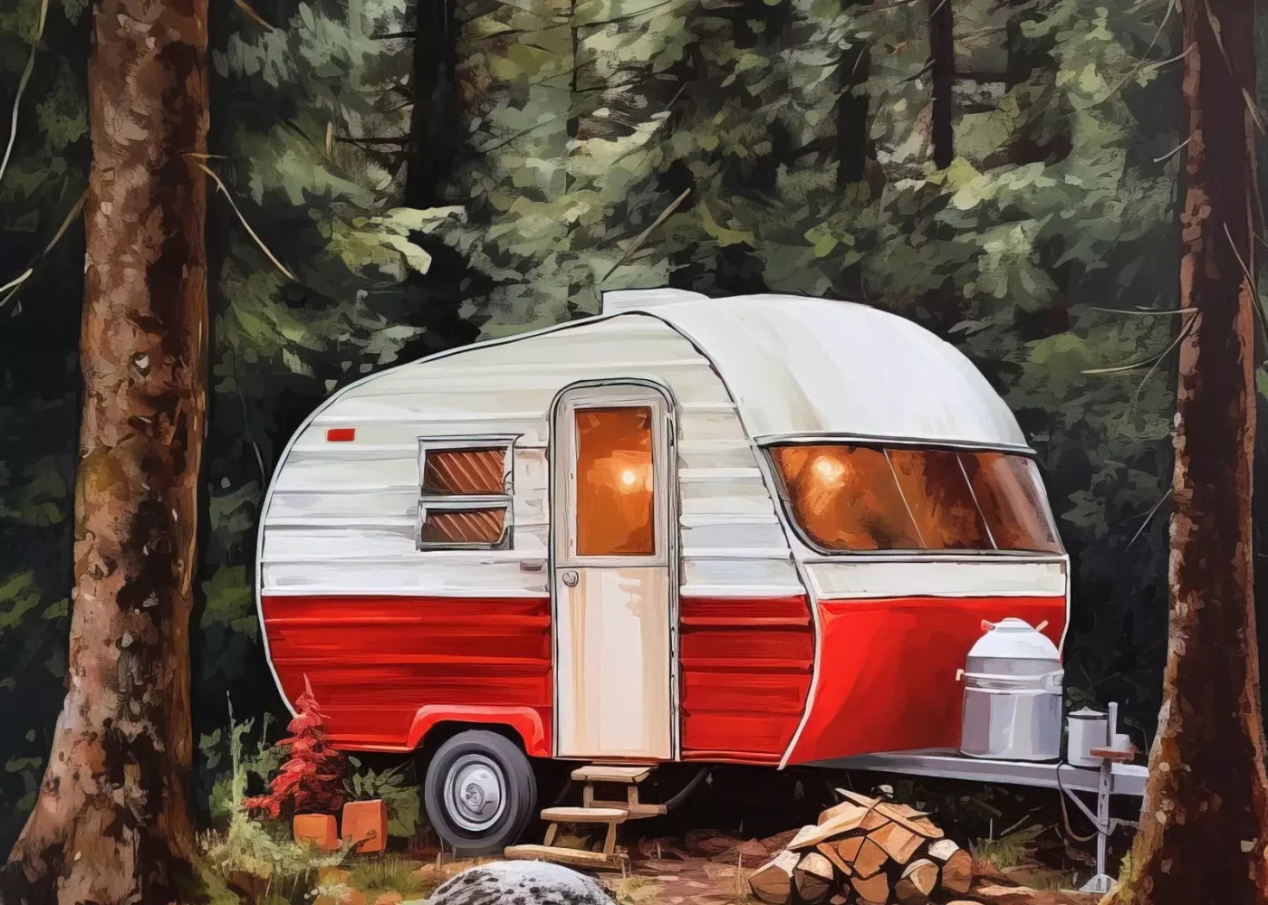 Holiday Camper In Forest Ii 7’X5’ Ultracloth (84 X 60 Inch) Backdrop