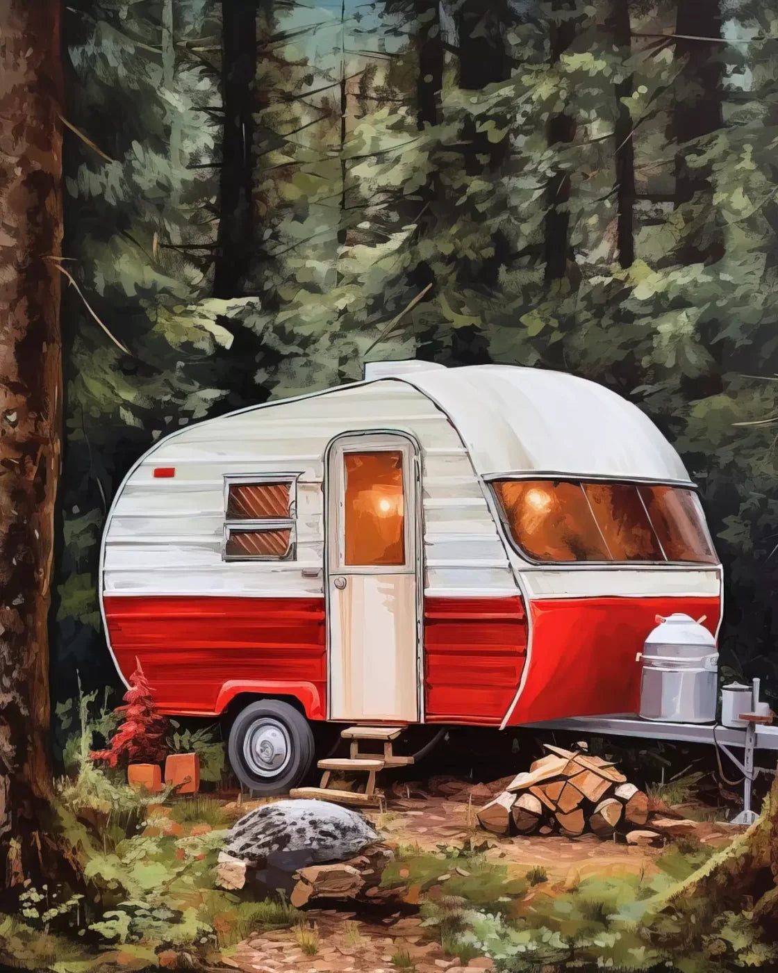 Holiday Camper In Forest Ii 8’X10’ Fleece (96 X 120 Inch) Backdrop