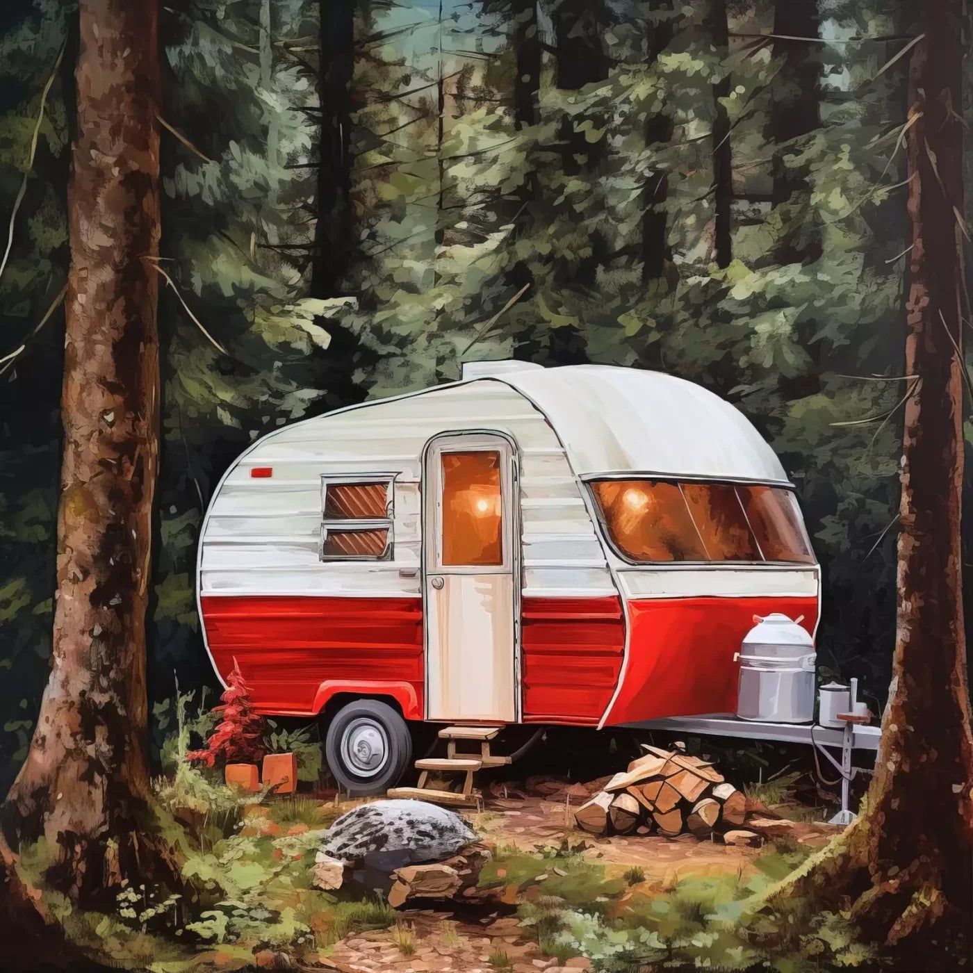Holiday Camper In Forest Ii 8’X8’ Fleece (96 X Inch) Backdrop