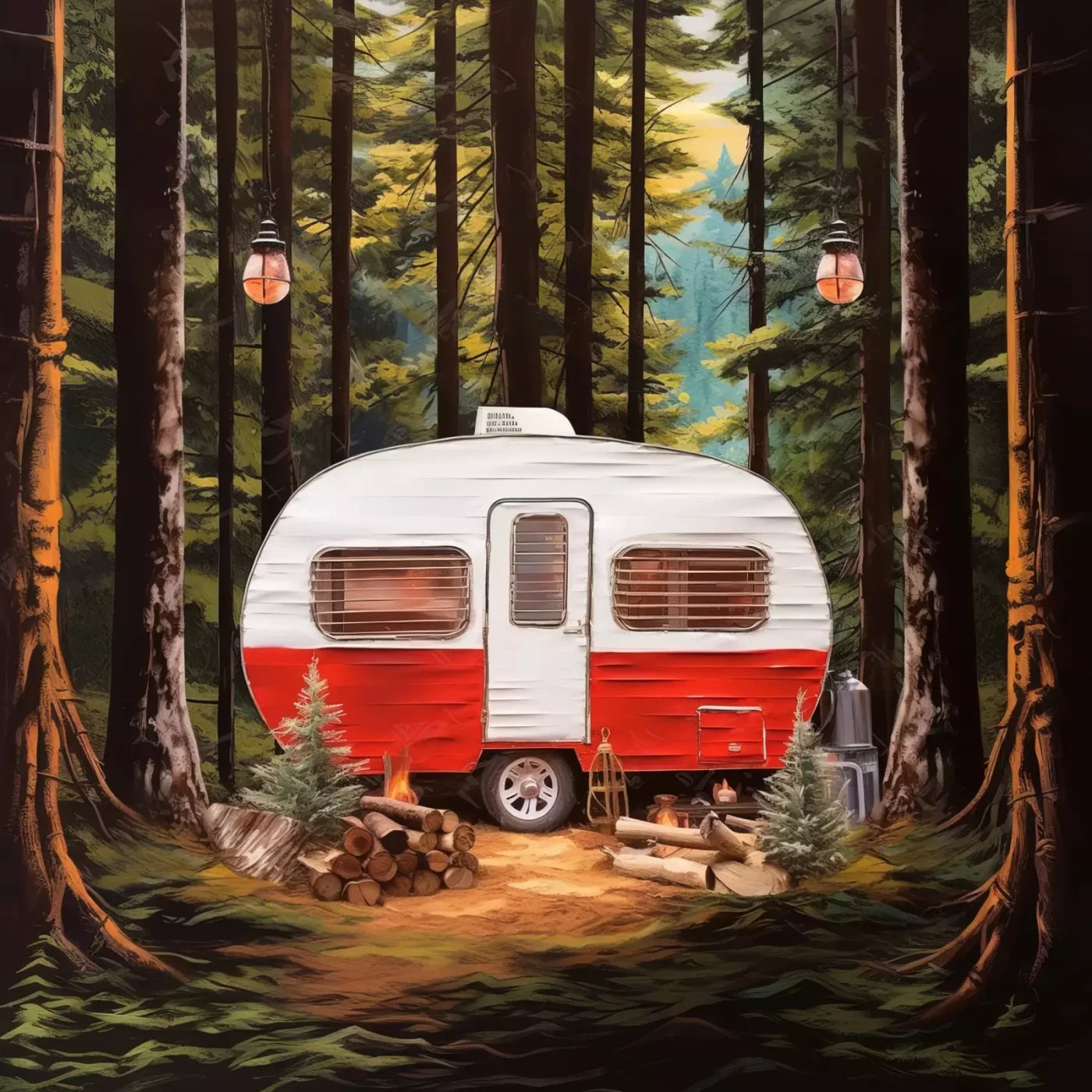 Holiday Camper In Forest Iii 10’X10’ Ultracloth (120 X Inch) Backdrop