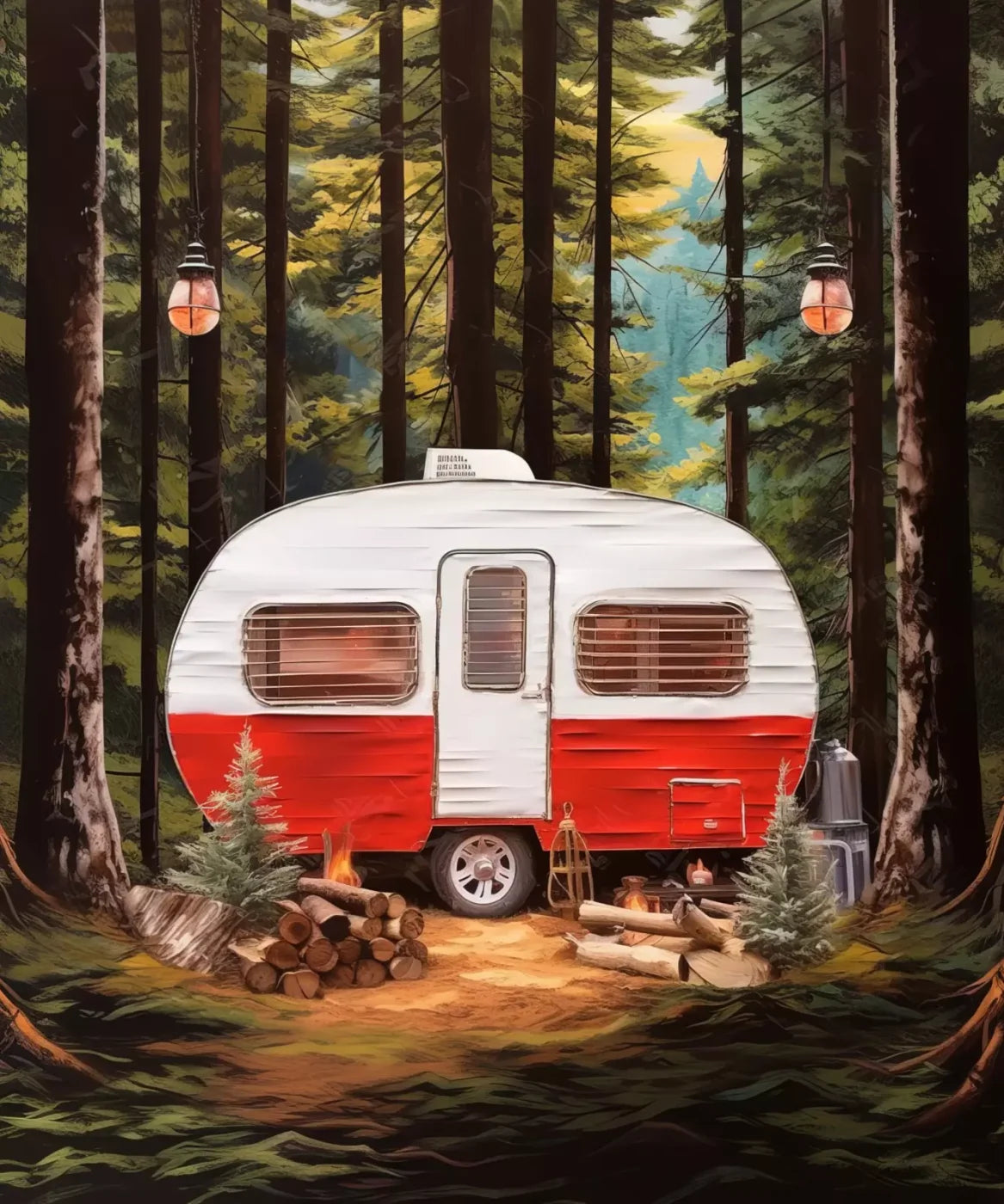 Holiday Camper In Forest Iii 10’X12’ Ultracloth (120 X 144 Inch) Backdrop