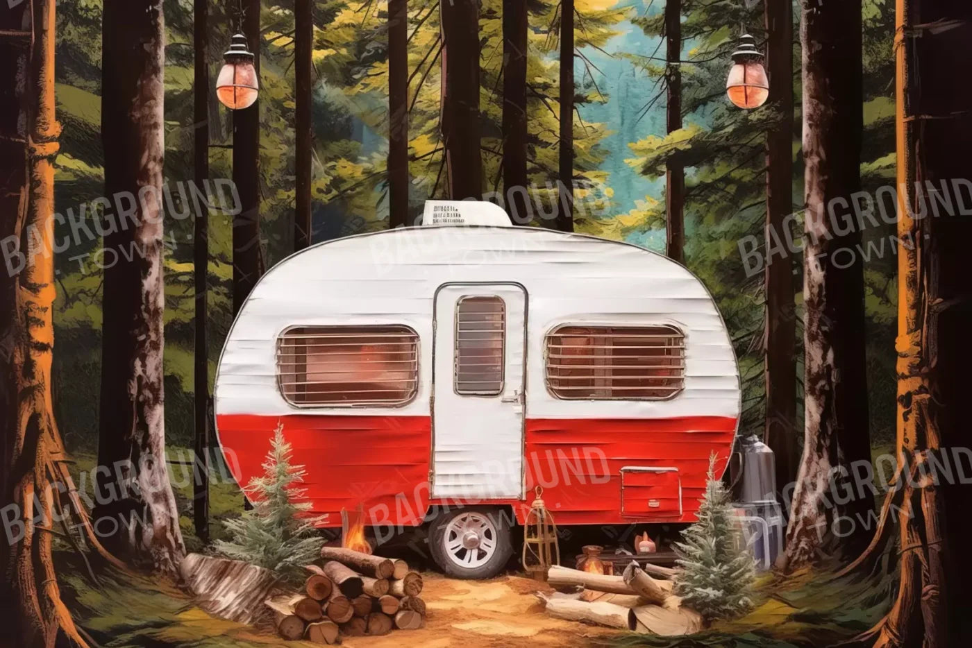 Holiday Camper In Forest Iii 12’X8’ Ultracloth (144 X 96 Inch) Backdrop