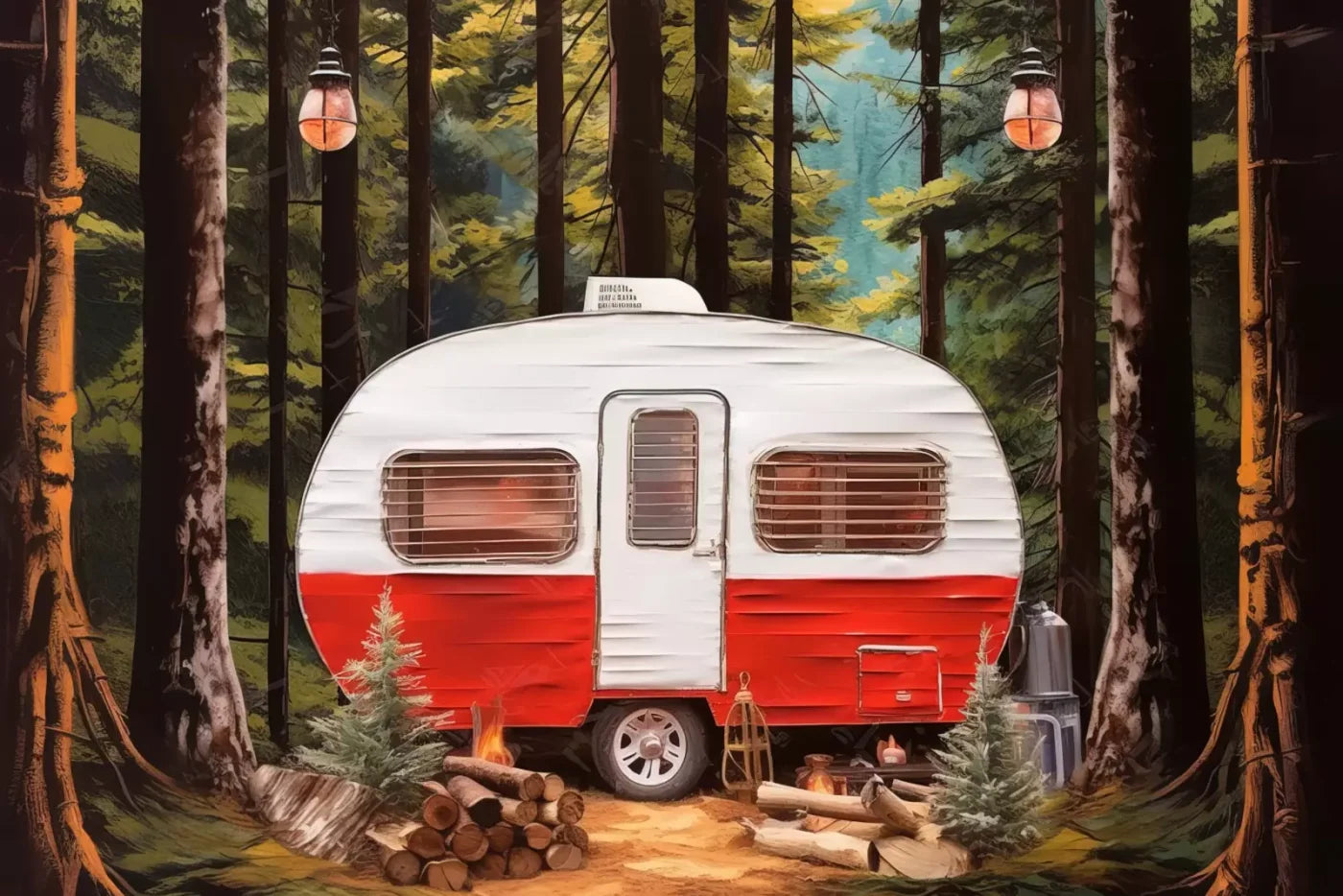 Holiday Camper In Forest Iii 12’X8’ Ultracloth (144 X 96 Inch) Backdrop