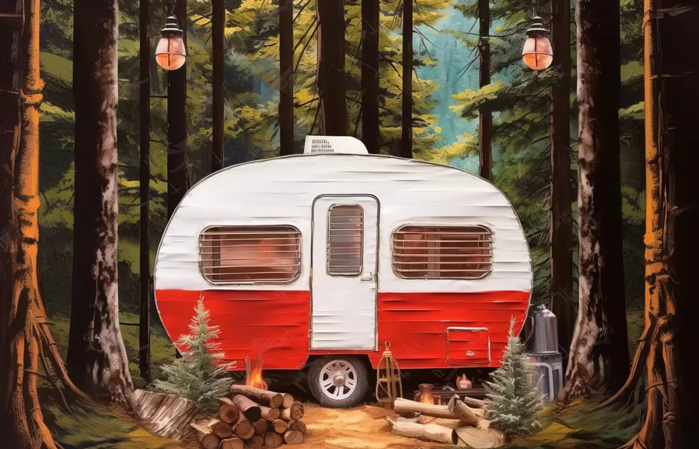 Holiday Camper In Forest Iii 14’X9’ Ultracloth (168 X 108 Inch) Backdrop