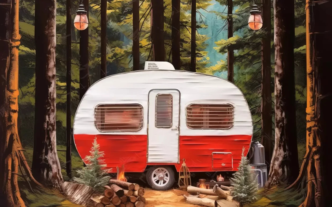 Holiday Camper In Forest Iii 16’X10’ Ultracloth (192 X 120 Inch) Backdrop