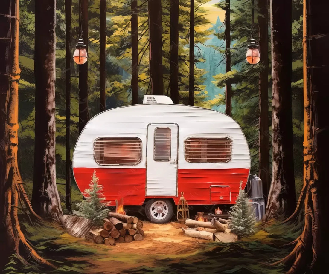 Holiday Camper In Forest Iii 5’X4’2 Fleece (60 X 50 Inch) Backdrop