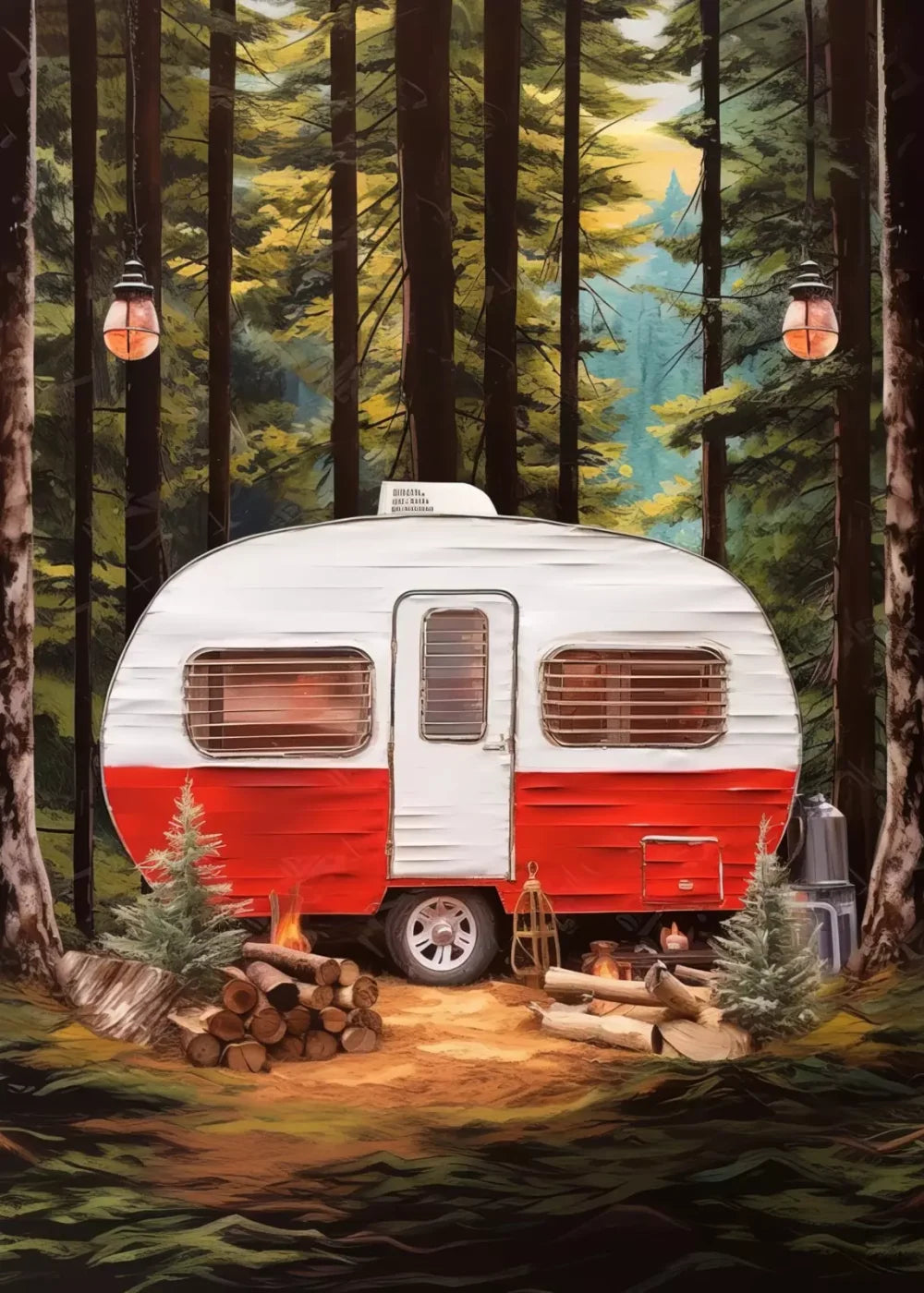 Holiday Camper In Forest Iii 5’X7’ Ultracloth (60 X 84 Inch) Backdrop