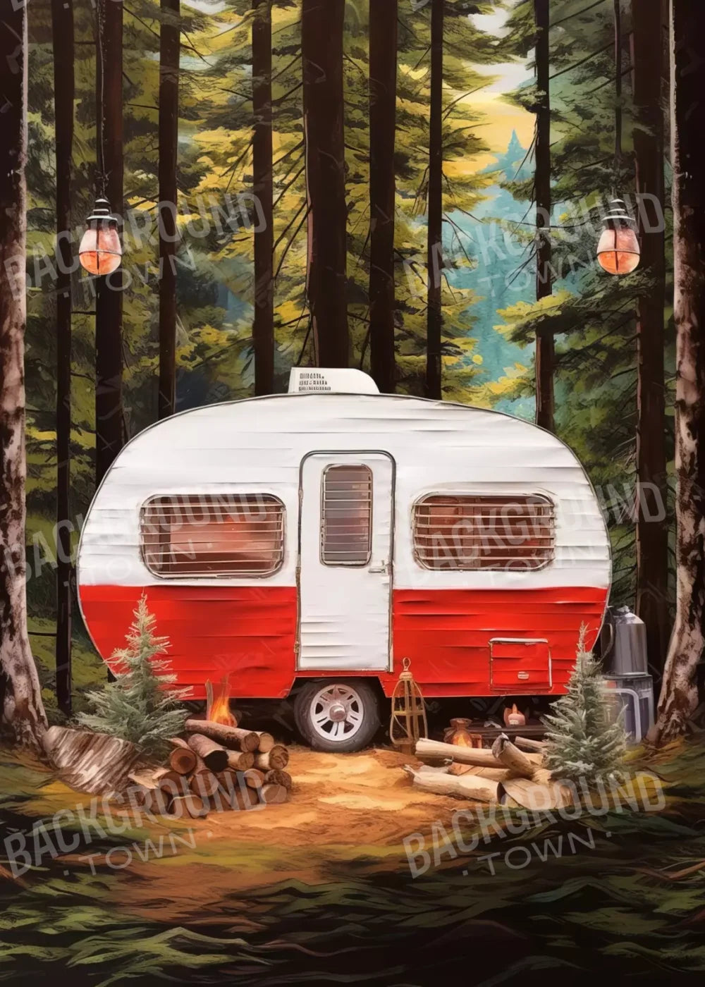 Holiday Camper In Forest Iii 5’X7’ Ultracloth (60 X 84 Inch) Backdrop