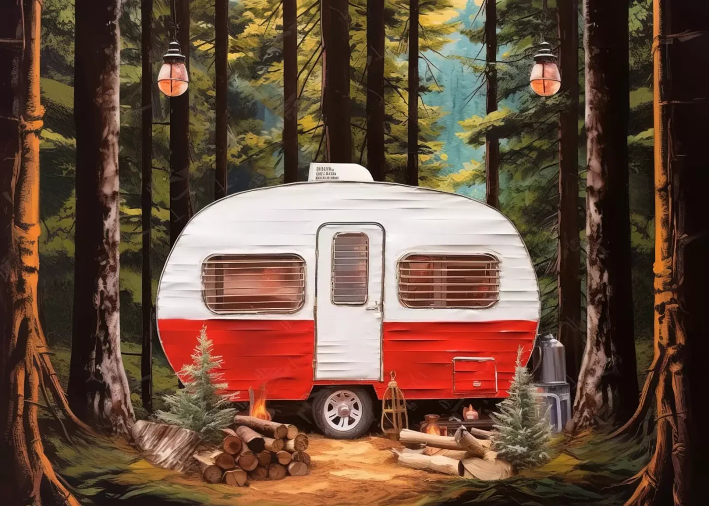 Holiday Camper In Forest Iii 7’X5’ Ultracloth (84 X 60 Inch) Backdrop