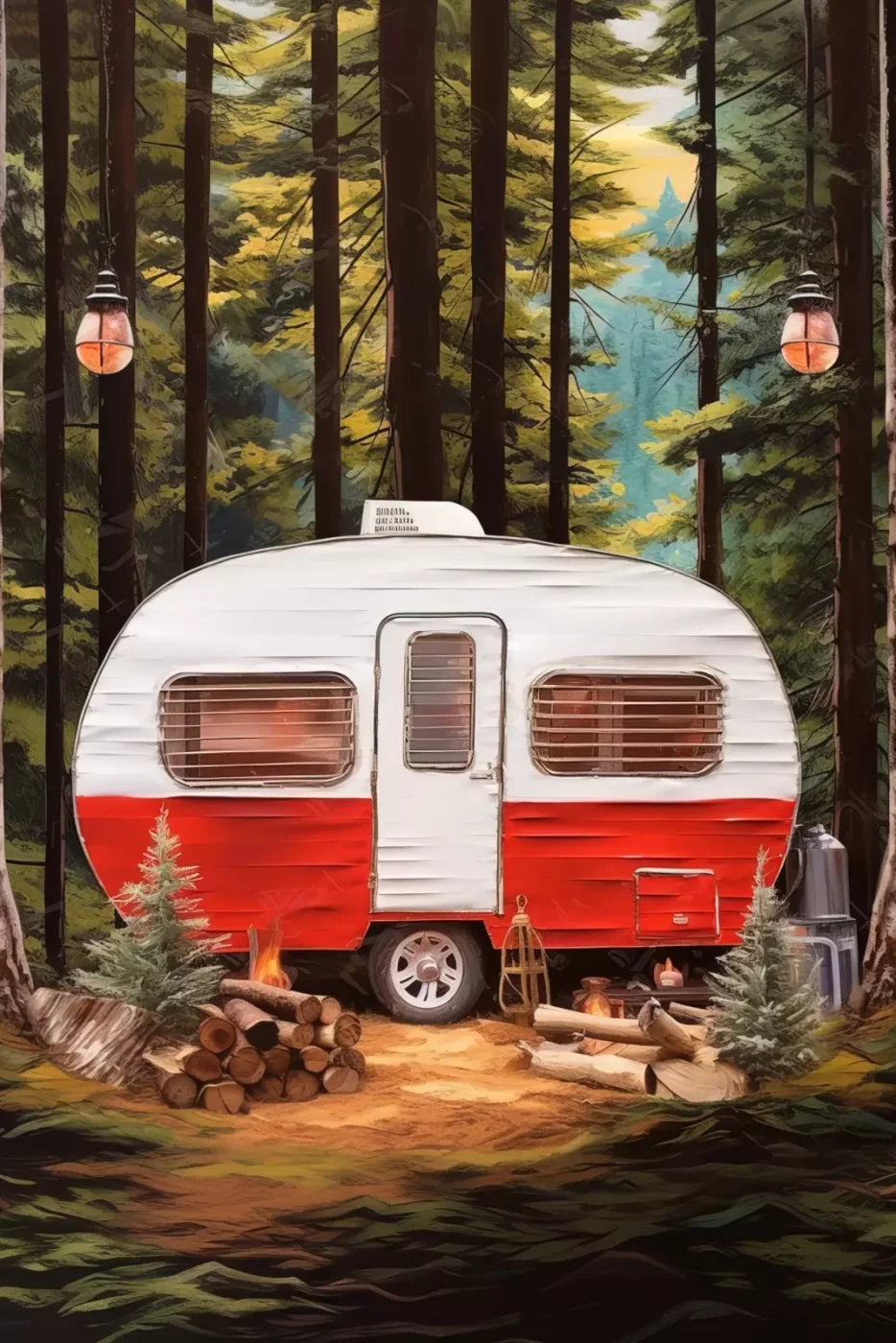 Holiday Camper In Forest Iii 8’X12’ Ultracloth (96 X 144 Inch) Backdrop