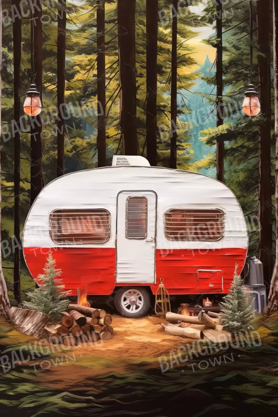 Holiday Camper In Forest Iii 8’X12’ Ultracloth (96 X 144 Inch) Backdrop