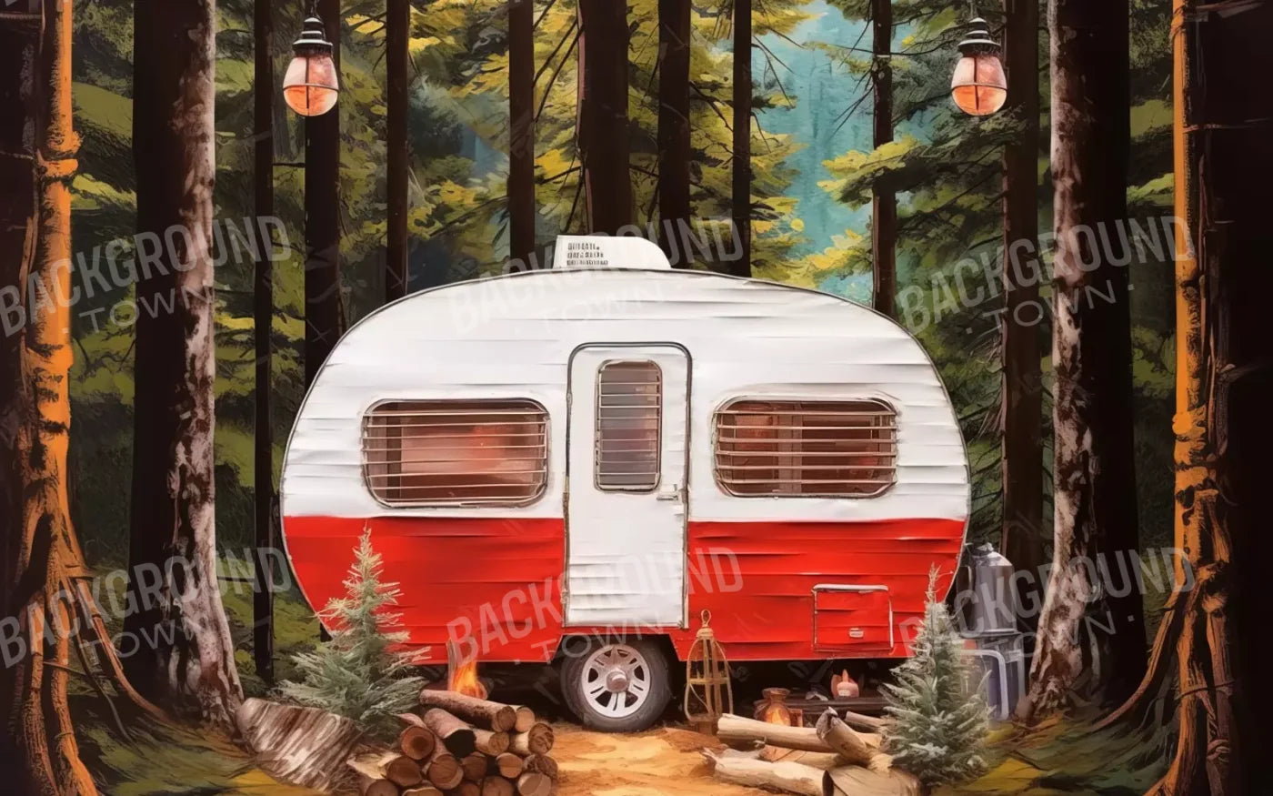 Holiday Camper In Forest Iii 8’X5’ Ultracloth (96 X 60 Inch) Backdrop