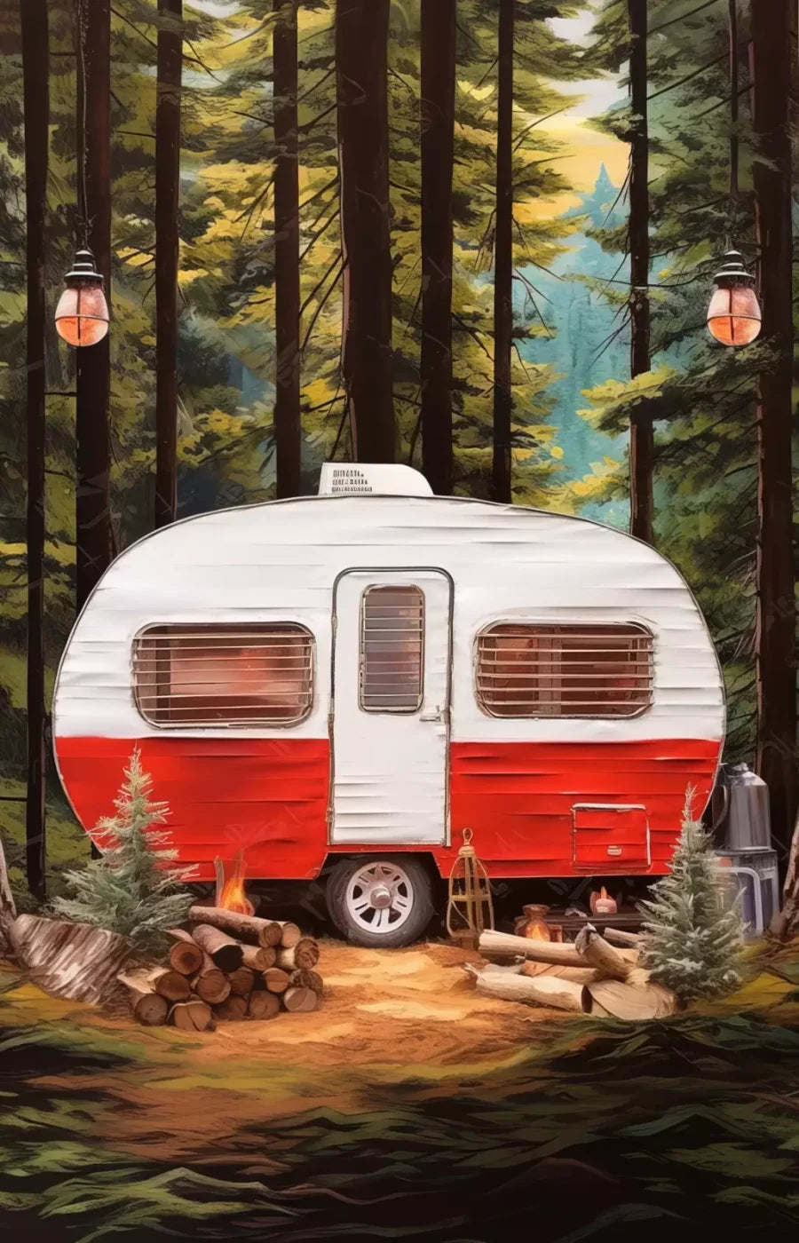 Holiday Camper In Forest Iii 9’X14’ Ultracloth (108 X 168 Inch) Backdrop