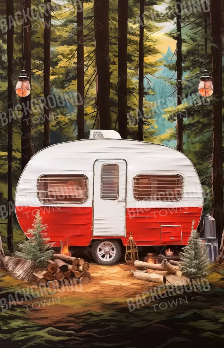 Holiday Camper In Forest Iii 9’X14’ Ultracloth (108 X 168 Inch) Backdrop