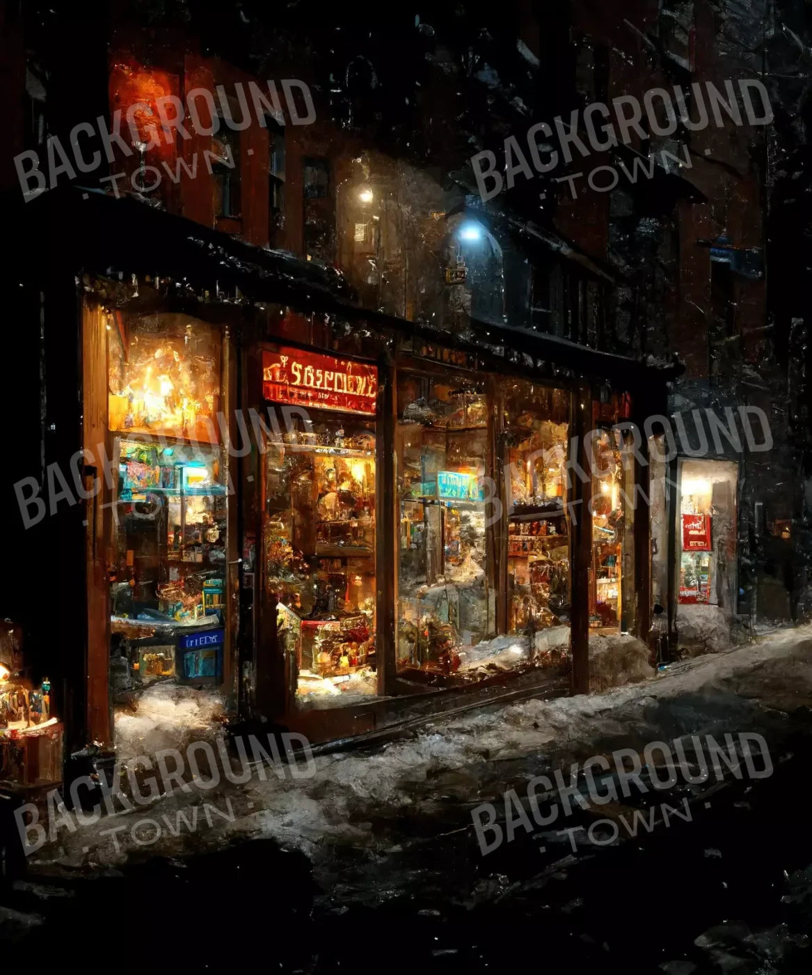 Holiday Storefront 10’X12’ Ultracloth (120 X 144 Inch) Backdrop