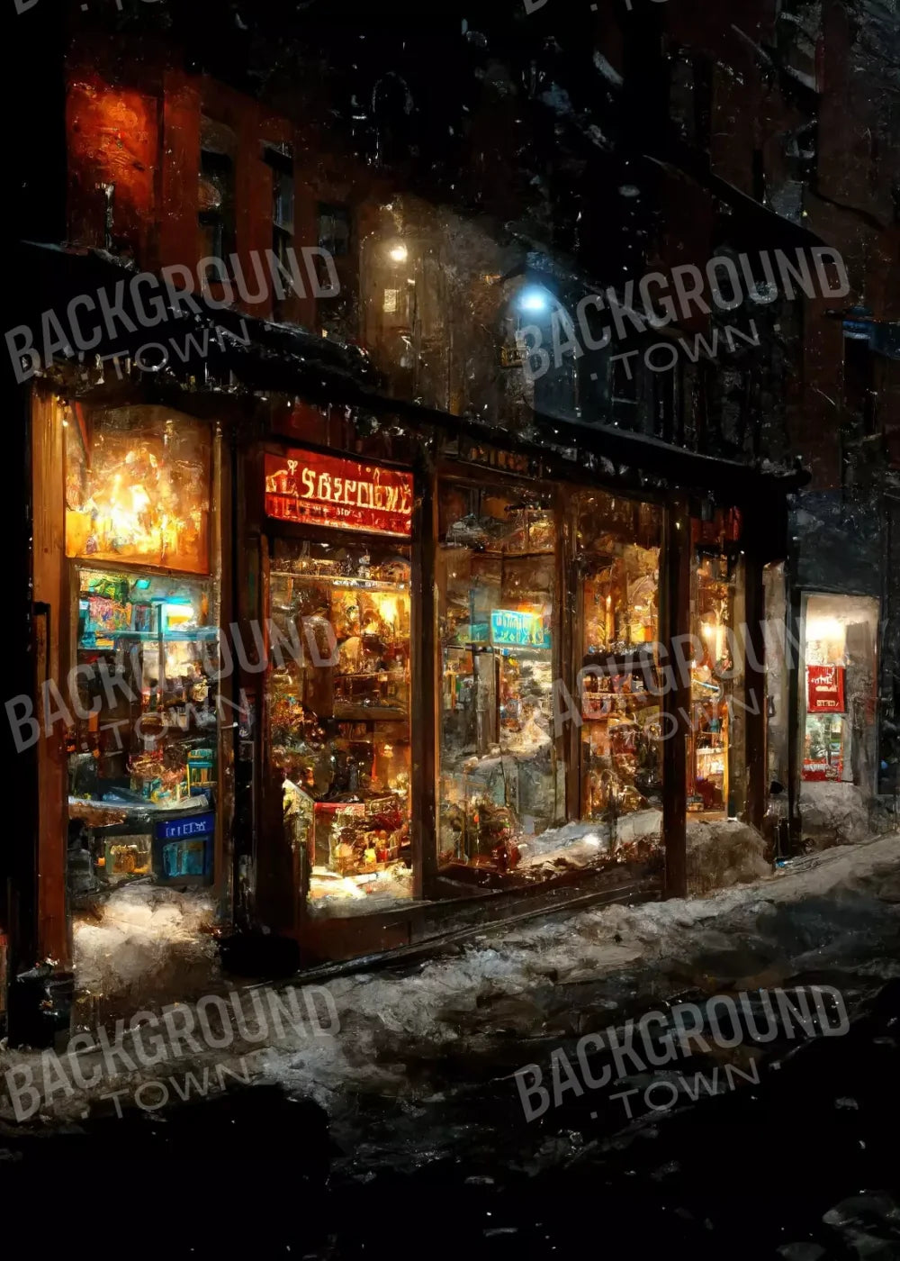 Holiday Storefront 5’X7’ Ultracloth (60 X 84 Inch) Backdrop