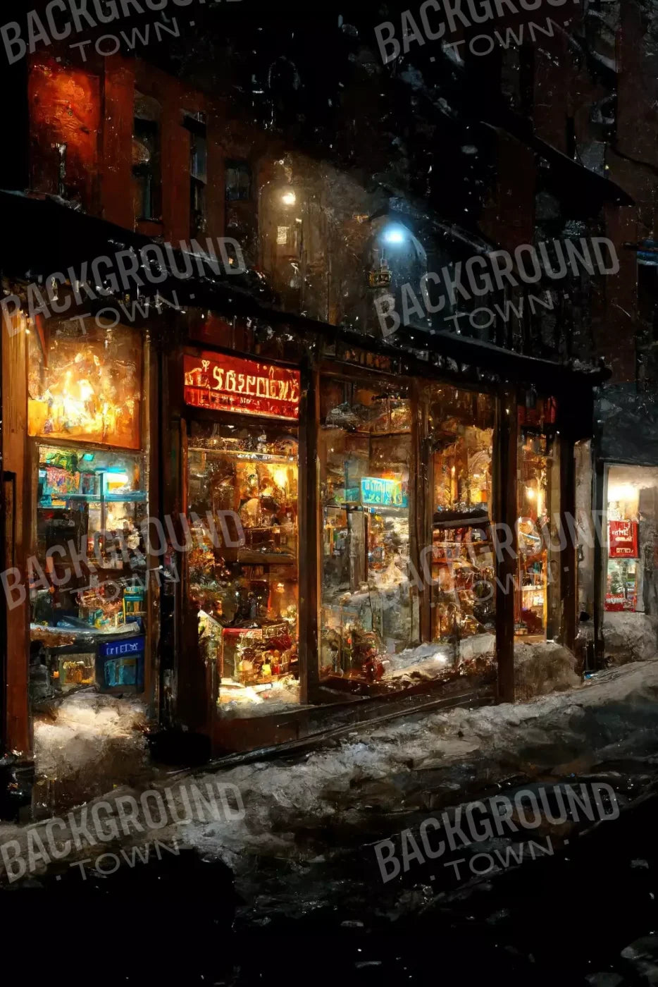 Holiday Storefront 8’X12’ Ultracloth (96 X 144 Inch) Backdrop