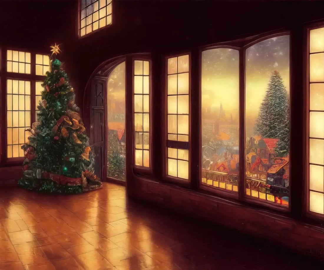 Holiday Train Station 5’X4’2 Fleece (60 X 50 Inch) Backdrop