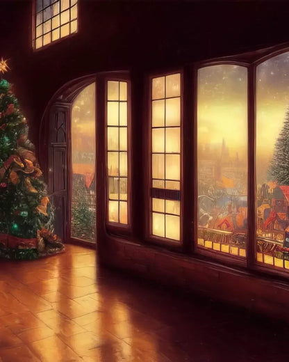 Holiday Train Station 8’X10’ Fleece (96 X 120 Inch) Backdrop