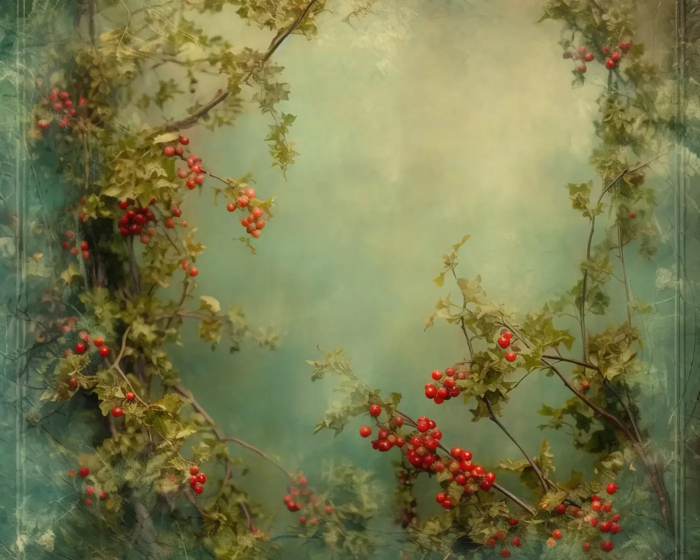 Holly Border 10’X8’ Fleece (120 X 96 Inch) Backdrop