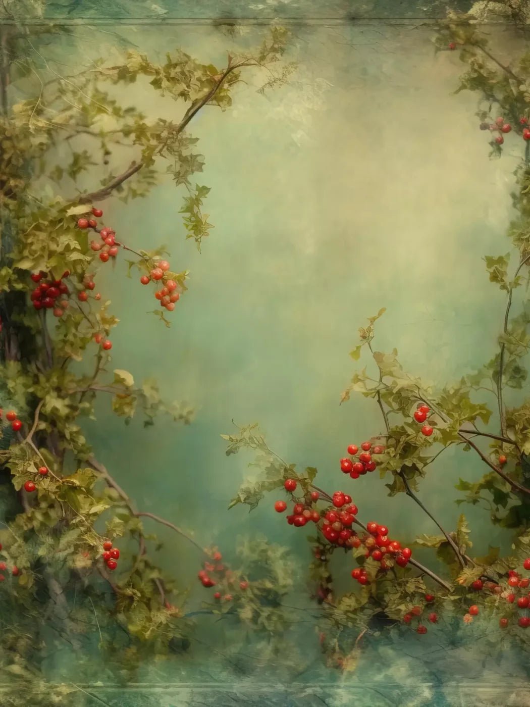 Holly Border 6’X8’ Fleece (72 X 96 Inch) Backdrop