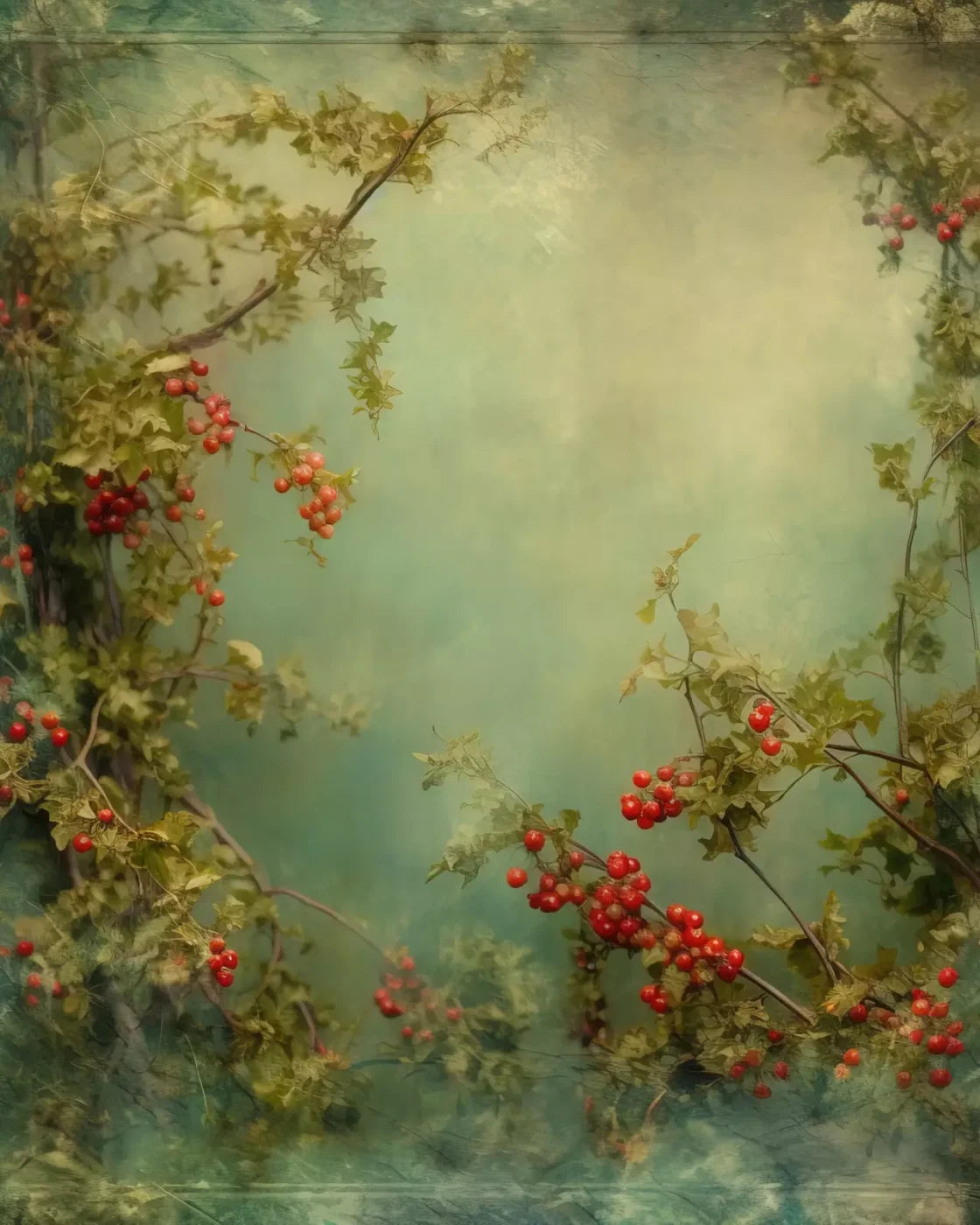 Holly Border 8’X10’ Fleece (96 X 120 Inch) Backdrop