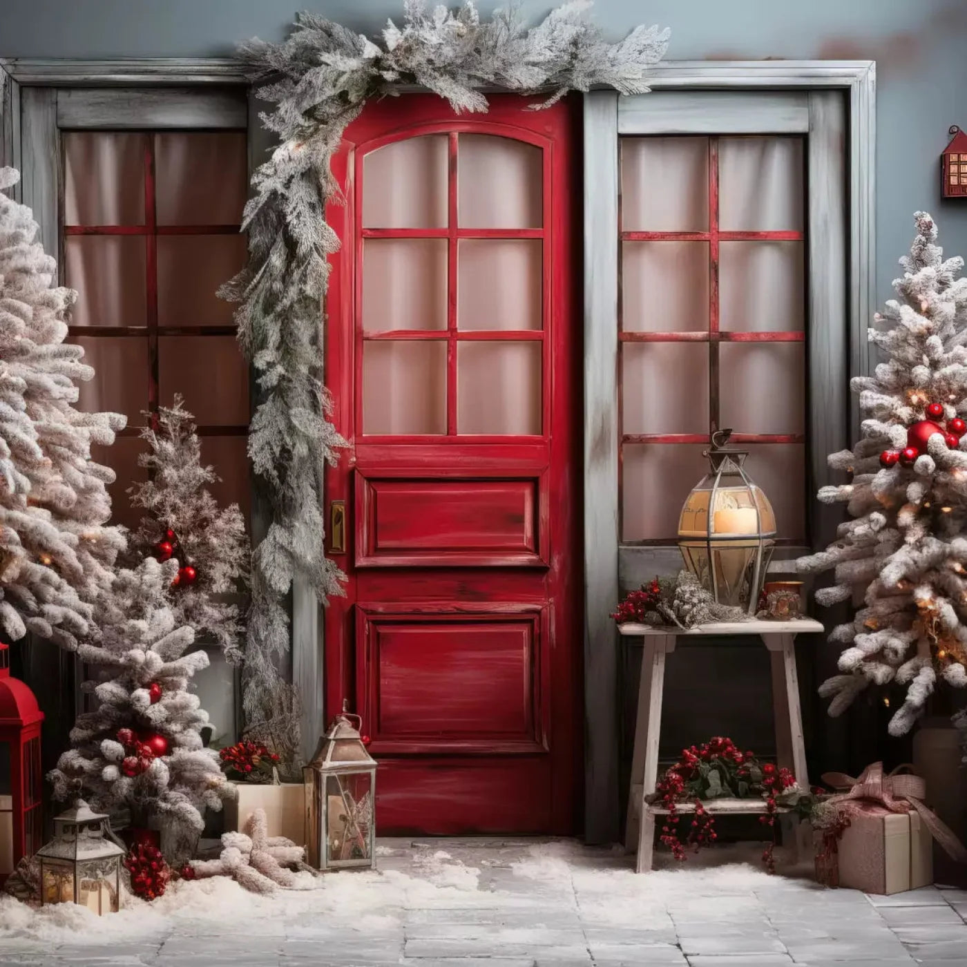 Home For Christmas 8X8 Fleece ( 96 X Inch ) Backdrop
