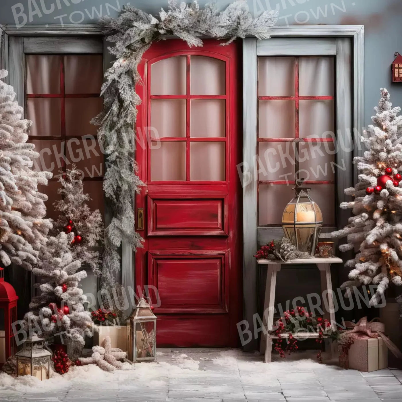 Home For Christmas 8X8 Fleece ( 96 X Inch ) Backdrop