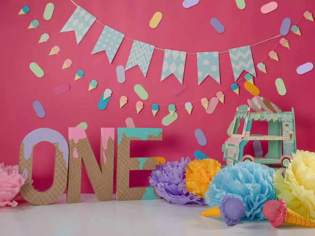 Ice Cream Smash 68X5 Fleece ( 80 X 60 Inch ) Backdrop
