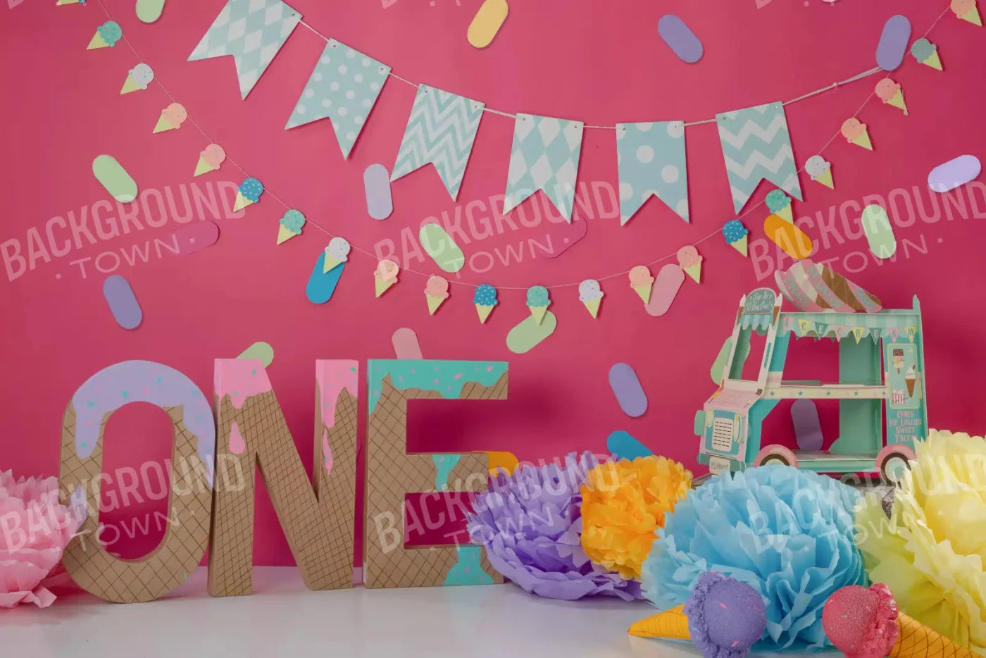 Ice Cream Smash 8X5 Ultracloth ( 96 X 60 Inch ) Backdrop