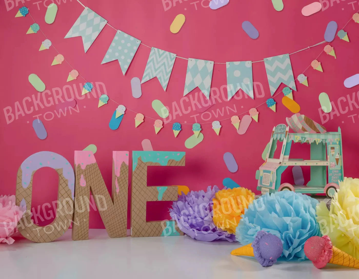 Ice Cream Smash 8X6 Fleece ( 96 X 72 Inch ) Backdrop